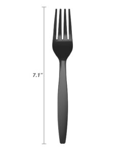 Alternative view of POSATE Disposable Forks, Plastic Forks, Pack of 100, Black, Disposable Utensils for Party Supply