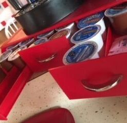 Mind Reader Single Serve Coffee Organizer with 3 Drawers Pod, 12.25" L x 13.5" W x 2.5" H, 36 Capacity, Red 38 31j0aSGGhEL
