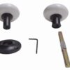 A29 Porcelain Rim Lock Knob Set, White Color, Black Powder Coat Stem