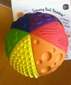 caaocho Pure Natural Rubber Sensory Ball Rainbow 4" - BPA Free Baby Ball Toy, for Sensory Play, Perfect Bouncer, Gentle Squeaking 19 31nJPrwIibL