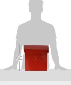 NACH Euro Series Modern Mailbox, Decorative Mail Holder, Wall Mount Mailboxes for Outside, Rust Resistant Galvanized Metal Mailbox, 12" x 11" x 4.5", Red, MB-44766 POST 24 31qwnoX2zBL