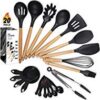 Kitchen Utensil Set - 9 Silicone Cooking Utensils for Non-stick Cookware. Wood Kitchen Utensils. BPA Free, Silicone Spatula Wooden Spoons Set Tongs. Best Chef Kitchen Gadgets Tool Set Gifts - ÉLEVER 20 Pieces Charcoal Black 3 31rdxhn74KL