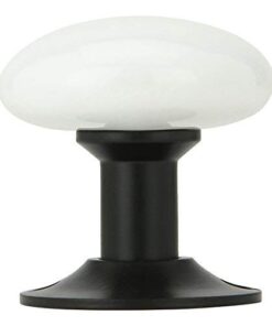 A29 Porcelain Rim Lock Knob Set, White Color, Black Powder Coat Stem 20 31sTePg3T2L