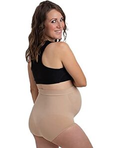 Alternative view of Belevation Maternity Underwear, Over Bump, Seamless, No Show, Pregnancy Underwear, Made in USA, Support Maternity Briefs 0-4 Nude