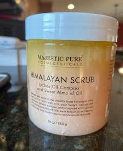 MAJESTIC PURE Himalayan Salt Body Scrub with Lychee Oil, Exfoliating Salt Scrub to Exfoliate & Moisturize Skin, Deep Cleansing - 10 oz 10 Fl Oz (Pack of 1) 32 31utEeqxO7L