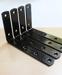 MHMYDZ 4 Pcs Black Steel Heavy Duty"L" Corner Brace Joint Angle Bracket Shelf Bracket Wall Hanging with Screws 125mmX75mm/5 InchX3 Inch Decorative Corner Brackets Joint Angle Bracket 4 Pack(Balck) 30 31xtAt7W6eL
