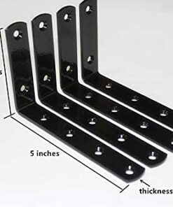 MHMYDZ 4 Pcs Black Steel Heavy Duty"L" Corner Brace Joint Angle Bracket Shelf Bracket Wall Hanging with Screws 125mmX75mm/5 InchX3 Inch Decorative Corner Brackets Joint Angle Bracket 4 Pack(Balck) 24 31zh9VOlj2L