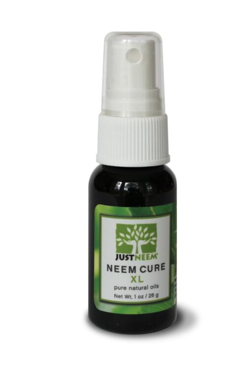 JustNeem Neem Cure Oil XL - Natural - Best on Acne, Psoriasis, Eczema, Rosacea, Cold Sores, Toe Nails, Bug and Spider Bites and Other Skin Irritations. With Spray Head, 1 oz