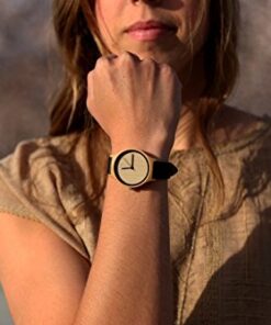Luno Wear Hana, Women's Wood Watch, Bamboo, Genuie Leather Black 13 41 w8Sy4smL