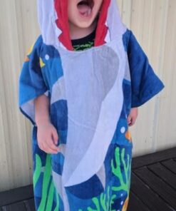 PERYOUN Child 100% Cotton Hooded Towel 24 x 48 inches (BlueShark) Blue 21 4104XWtsH6L