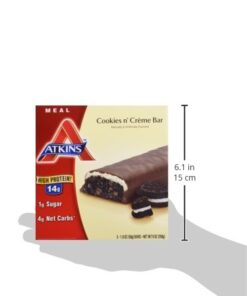Atkins Cookies & Creme Protein Meal Bar, High Fiber, 13g Protein, 2g Sugar, 4g Net Carb, Meal Replacement, Keto Friendly, 5 Count 21 4108OAMuxwL 1