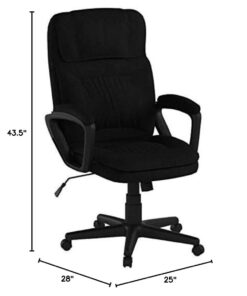 Amazon Basics Classic Office Desk Computer Chair - Adjustable, Swiveling, Ultra-Soft Microfiber, Lumbar Support, 28"D x 25"W x 43.5"H, Black 34 410BLbpblqL