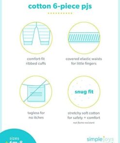 Simple Joys by Carter's Babies, Toddlers, and Girls' 6-Piece Snug-Fit Cotton Pajama Set, Pack of 3 4 Blue Bunny/Pink Dots/White Forest Animals 5 410VALouLSL