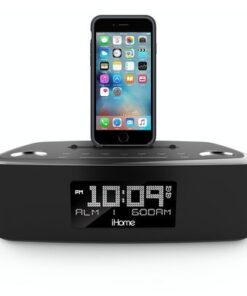 iHome iDL44 Lightning Dock Dual Clock Radio with USB Charge/Play for iPhone 5/5S & 6/6Plus & All iPad Models with Lightning Connector - Newest Model (Gunmetal)