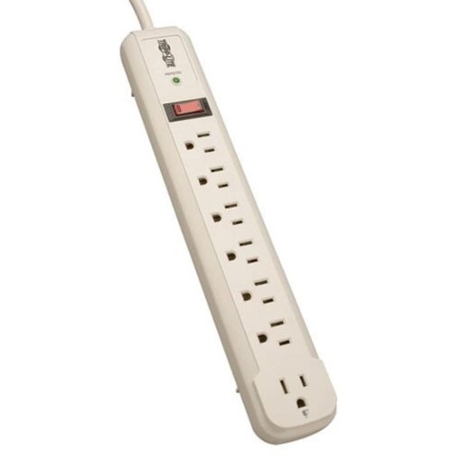 Tripp Lite 7 Outlet (6 Right Angle + 1 Transformer Outlet) Surge Protector Power Strip, 4ft Cord, Lifetime Limited Warranty & $25K INSURANCE (TLP74R), Light Gray