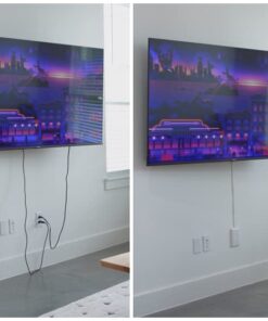 Sleek Socket - The Original & Patented Mounted TV Ultra-Thin Outlet Concealer with Cord Concealer Kit, 2 Outlet, 4-Foot Cord, Universal Size (No More Drilling Holes in Wall to Hide Mounted TV Cord) TV mount - single 23 411mv539j2L