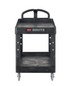 Alternative view of Rubbermaid Commercial Products 2-Shelf Utility/Service Cart, Medium, Lipped Shelves, Ergonomic Handle, 500 Lbs Capacity, for Warehouse/Garage/Cleaning/Manufacturing (FG452088BlA) Black