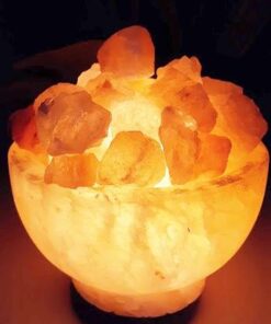Crystal Allies: Natural Himalayan Salt Fire Bowl Lamp with Rough Salt Chunks & Dimmable Switch, 6" - Pack of 2 Salt Bowl - Pack Of 2 11 412laEf3ACL
