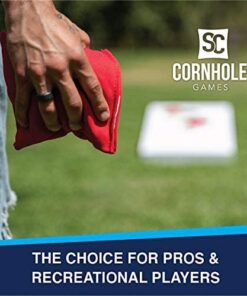 SC Cornhole Games Weather Resistant Cornhole Bags (Set of 8) - Professional Regulation Size/Weight (16 oz) - Use on Pro Corn Hole Boards or Bean Bag Toss Sets Red/Royal Blue 22 413Ykn01PML