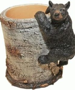Alternative view of Black Bear Cub Climbing a Birch Pen Pencil Holder Cup, 4.25-inch