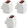 New! 3 Prong Grounded Single Port Power Adapter for Outlet with On/Off Switch to be Energy Saving with Indicator Light - 3 Pack…… White Grounded 48 414NuNTKPCL