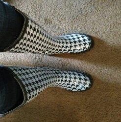 Sunville Women's Mid Calf Waterproof Rubber Garden Rainboots 6 Houndstooth 9 414SpfpAmrL