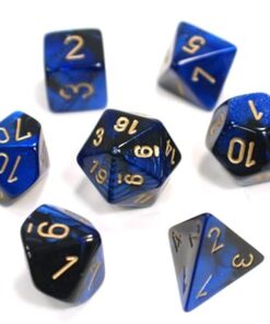 Alternative view of Chessex Dice FBA_26435 Polyhedral 7-Die Gemini Set - Black-Blue with Gold Chx-26435, Multicolor
