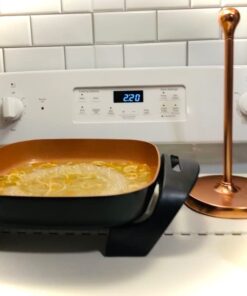 BELLA Electric Skillet and Frying Pan with Glass Lid, Nonstick Coating, Cool Touch Handles, Removable Heating Probe, Dishwasher Safe, 12 x 12 inch, Copper 32 41567HAaF9L