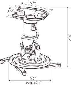Amer Mounts AMRDCP100KIT Universal Adjustable 2 x 2 feet Drop Ceiling Projector Mount, Suspended Drop-in Ceiling Projection Mounting Kit, White 24 4156Io2gqL