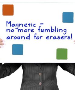 Premium Magnetic Dry Erase Erasers | 12-Pack | Magnetic Whiteboard & Chalkboard Erasers | Dry Erasers for White Boards | Perfect Erasers for the Classroom, Home or Office! Light Blue, Green and Orange 13 415WrmRTAL