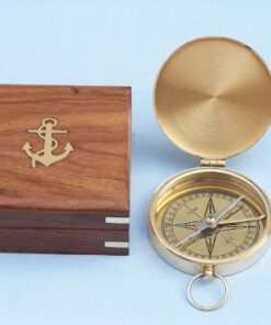 Hampton Nautical Solid Brass Gentlemen's Compass with Rosewood Box, 4", Brass 17 415mFlnpDUL