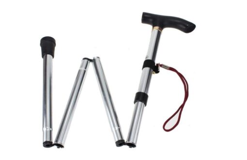 Healthcom Foldable Walking Canes Walking Stick Aluminum Alloy Folding Cane T Handles Lightweight Adjustable Portable Collapsible Canes Balancing Mobility Aid for Men Women Daily Use(Silver)