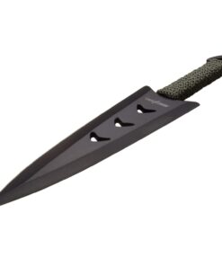 Perfect Point Throwing Knives – Set of 6 – Black Stainless Steel Blades, Green Cord Wrapped Handles, Nylon Sheath, Full Tang Construction, Well Balanced, Throwing Sport Knives – RC-040-6 1 8 415sBItygL