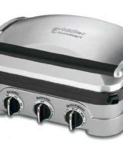 Cuisinart 5 In 1 Griddler with Panini Press, Full Grill and Half Grill/ Griddle Options, Includes Dishwasher Safe Removable Cooking Plates and Red/Green Indicator Lights