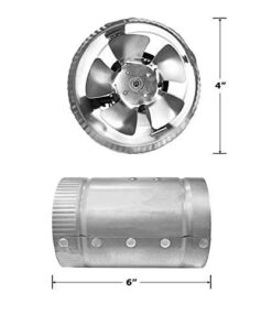 Alternative view of iPower 4 Inch 100 CFM Inline Duct Fan with Low Noise, Exhaust Booster for HVAC Ventilation in Grow Tent, Basements, Bathrooms and Kitchens, Grey 1 Pack