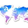 World Map Watercolor Vinyl Sticker - Car Phone Helmet - Select Size (A) X-Small: 2.5" 14 417D5r4KwL