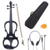 Cecilio 4/4 CEVN-1BK Solid Wood Electric/Silent Violin with Ebony Fittings in Style 1 - Full Size - Black Metallic Full Body - Black full-size 30 417OOTB28RL