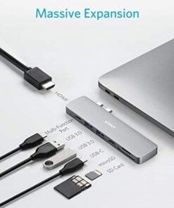 Anker USB C Hub for MacBook, 7-in-2 USB C to C Adapter, Compatible with Thunderbolt 3 Port, 100W Power Delivery, 4K HDMI, USB C and 2 USB A Data Ports, SD and microSD Card Reader 30 417VJuYsR9L
