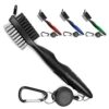 Yoport® Golf Club Brush and Club Groove Cleaner 2 Ft Retractable Zip-line Aluminum Carabiner, Lightweight and Stylish, Ergonomic Design, Easily Attaches to Golf Bag Black+black 115 417tqiQZd6L