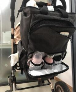 Hap Tim Diaper Bag Backpack,Large Capacity Travel Back Pack Maternity Baby Nappy Changing Bags, Double Compartments with Stroller Straps,Waterproof,Black (US7340-DG) Dark Grey 74 418FPdA6iL