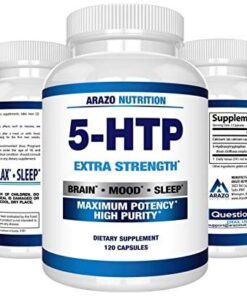 Arazo Nutrition 5-HTP 200 MG Plus Calcium for Mood, Sleep – Supports Calm and Relaxed Mood – 99% High Purity – 120 Capsules 35 418muucjCIL