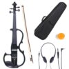 Cecilio Silent Electric Solid Wood Violin Kit with Ebony Fittings in Black Metallic Varnish - Full Size 4/4 Electric Violin for Beginner and Professional Musicians 4/4-size Cut Out - Black 42 418uNqYU2sL