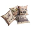 Set of 4 Nautical Print Linen Decorative Pillow Cover