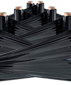 PofA Plastic Stretch Wrap Film Roll, 4 Pack 17” Black 1100 feet 80 Gauge (20 Micron) Industrial Heavy Duty Plastic Shrink Wrap Roll for Packing, Shipping, Pallet, Cling, Furniture, Moving Supplies 4 ROLLS BLACK 13 4191v7BNBzL