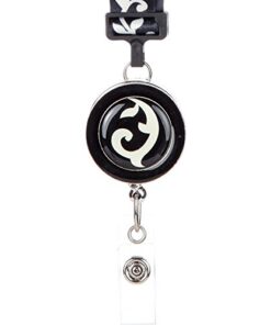 ID Avenue Lanyards for Women 19" Ribbon Lanyard ID Holder with Badge Reels Retractable for Nurses Office Workers Teachers Students Breakaway Lanyards for Id Badges (Ebony and Ivory) 11 419dv9zsfEL