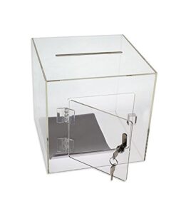 Source One Premium Acrylic Cube Donation Box with Deluxe Rear Open Door and Cam Lock Suggestion Box 8 Inch 9 41A98ZKpVoL