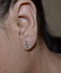 Sterling Silver G-clef Music Note Stud Earrings - 0.43in 16 41ADuZGeoKL