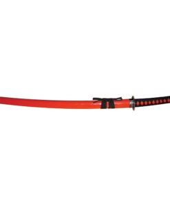 BladesUSA SW-68R Samurai Sword with Black/Red Cord-Wrapped Handle, Red Wood Scabbard, 40-Inch Overall