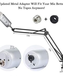 Eastshining Upgraded Adjustable Microphone Suspension Boom Scissor Arm Stand with Shock Mount Mic Clip Holder 3/8'' to 5/8'' Screw Adapter -for Blue Yeti, Snowball & Other Microphones stand with adapter 30 41B3ZwDGTHL