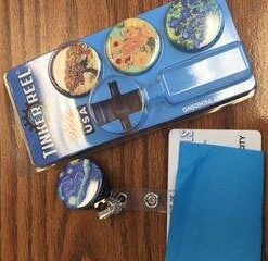Buttonsmith Van Gogh Starry Night Tinker Reel Retractable Badge Reel - with Alligator Clip and Extra-Long 36 inch Standard Duty Cord - Made in The USA Badge Reel with Alligator Swivel Clip 18 41BSTyxOQL